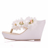 Crystal Queen Women Slippers Summer White Color Lace Flower Style Beaches Flip Flops Platform Sandals Open-toed Casual Shoes