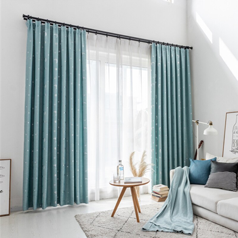 2020 Stars Design High Quality Diamond Hemp Blackout Curtain Thermal Insulated Living Room Window Shading Customized Curtains