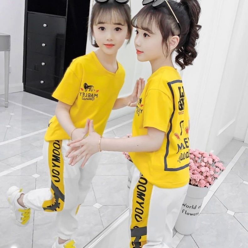 Tracksuit for Girl 2020 Summer Hop Casual Sports Suit Female Korean Version of The Loose Short Sleeve T-shirt Pant 2 Piece Set