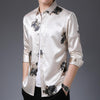 2021 Brand Long Sleeve Men Social Shirt Spring Streetwear Casual Floral Shirts Dress Mens Slim Regular Fit Clothes Fashions 0075