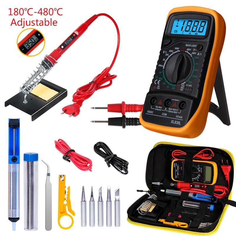 Soldering iron with Digital multimeter kit Adjustable Temperature Auto Ranging AC/DC tester multimetro Welding Tool Kits