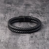 Trendy Men Jewelry Red Braided Leather Rope Bracelet Black Magnetic Buckle Bracelets Punk Men Wrist Band Pulsera Hombre
