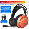 Gaming Headsets Gamer Headphones Surround Sound Stereo Wired Earphones USB Microphone Colourful Light PC Laptop Game Headset