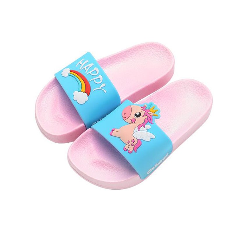 New Summer Cartoon Unicorn Kids Slippers Home and Outdoor Child Boy Girl Sandals Soft Soles Non-slip