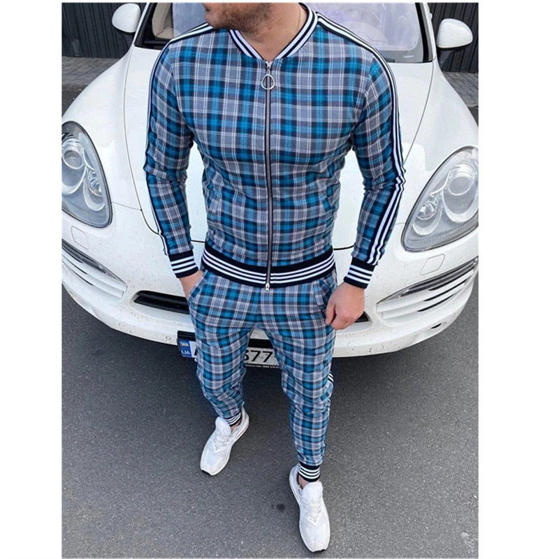 New Men Casual Zipper Set Autumn Thin Mens set Tracksuit Set Male Sweatshirt Sweatpants Fashion Pants+Jackets Two-Piece Sets