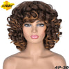 Short Hair Afro Curly Wig With Bangs Loose Synthetic Cosplay Fluffy Shoulder Length Natural Wigs For Black Women Dark Brown 14