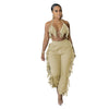 2021 Summer Women Two Piece Fashion Sexy Halter Top High Waist Fringed Stretch Pants Trousers Casual Party Club Clothing Women