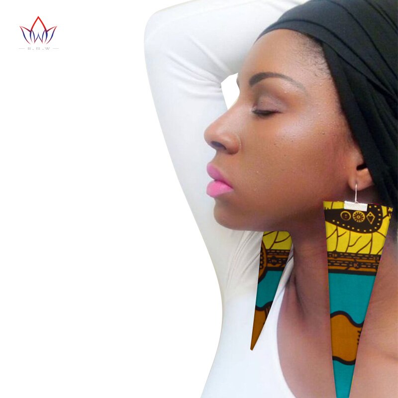Trendy African Fabric Earrings Handmade Earrings For Women Party Gift African Print Ankara Big Oversized Drop Earrings WYB279