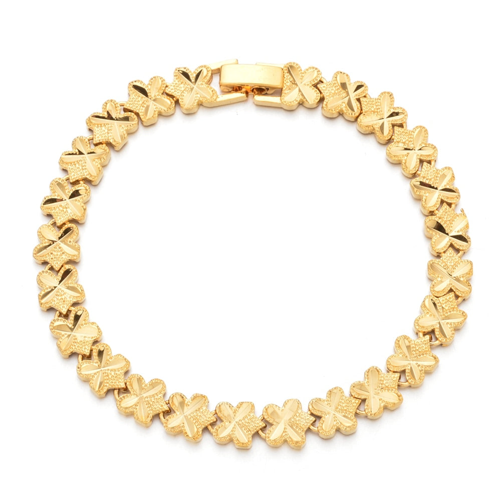 Fashion Plated 24K Gold Multi Shape Punk Bracelet Curb Cuban Chain Gold Color Bracelets Bangle For Men Women Jewelry Gifts