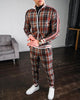Men Tracksuit Men's Sets Two-piece Striped Lattice Suit Zipper Jacket+Fashion Small Trouser High Quality Slim Classic Sportswear - Surprise store