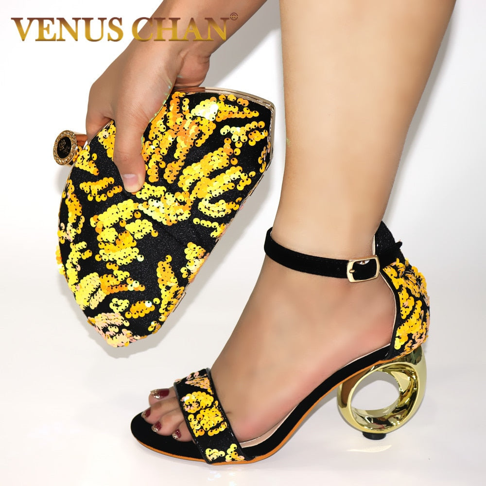 New Arrival African Shoes and Bags Matching Set Decorated with Appliques Nigerian Shoes and Matching Bag Shoes and Bags To Match