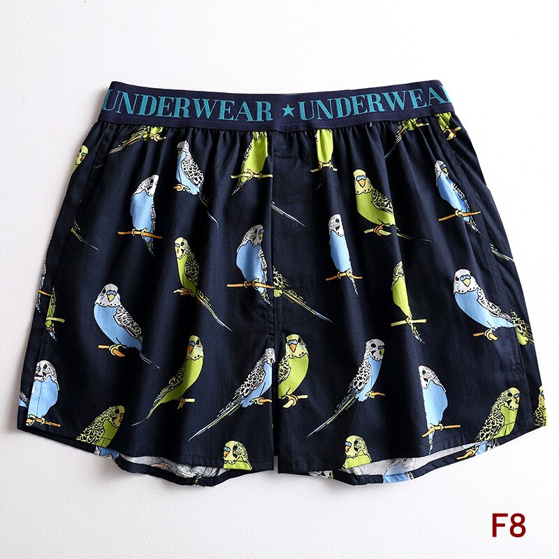 1pcs Homewear Boxer Briefs Men Plus Size Cotton Underwear Male Cartoon Print Loose Sleepwear Shorts Panties Underpant Cuecas