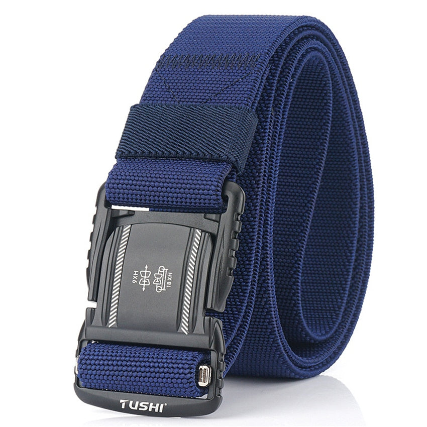 Elastic Men Belt Alloy Magnetic Buckle Outdoor Working Tactical Belt For Jeans Pants Casual Stretch Overalls Male Waist Belt New