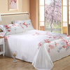 19mm Duvet Cover Queen 100% Silk 4pcs Bedding Set Printed Soft and Breathable with Zipper Closure & Corner Ties Pink White