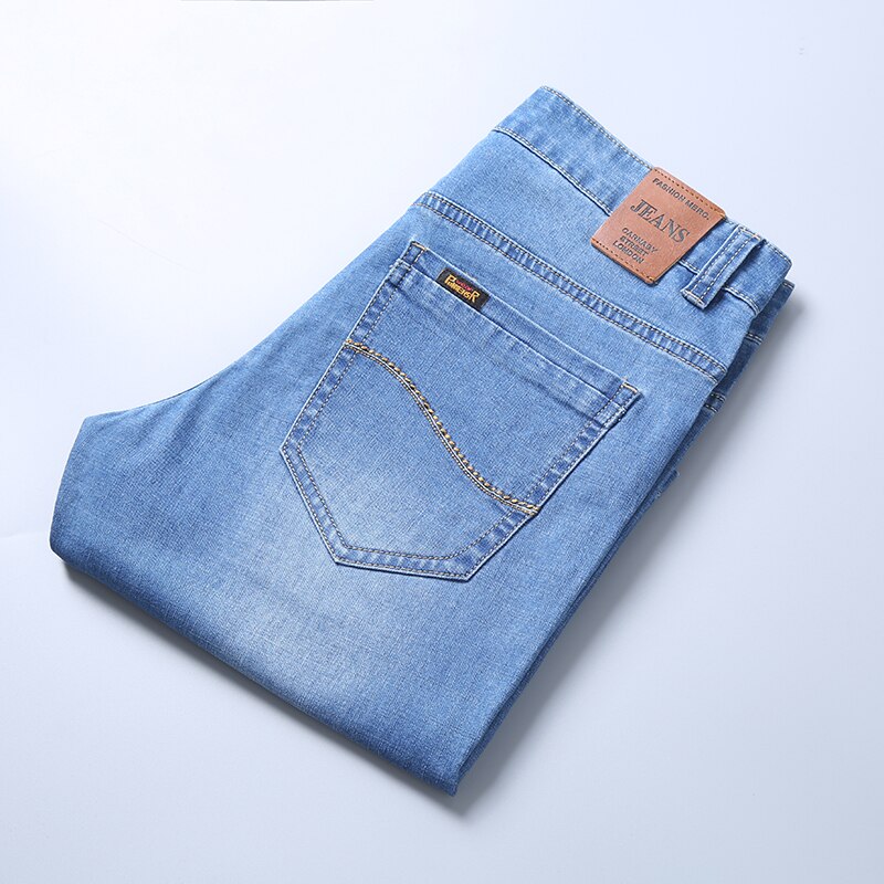 2021 Big Size Summer New Men Business Denim Shorts Fashion Casual Stretch Slim Blue Thin Short Jeans Male