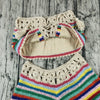 Hand Crochet Bikini Set Beach Women Swimwear Chain Tube Top Stripe Swimsuit Suit