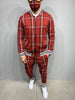 Muscle brothers 2021 new 3D printing retro men's casual sports stripe Plaid suit