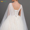 INOE Women Luxury Long Wedding Dress Sequins Fashion Rhinestone Ball Gown Floor Length Tulle Organza Watteau White Party Dress