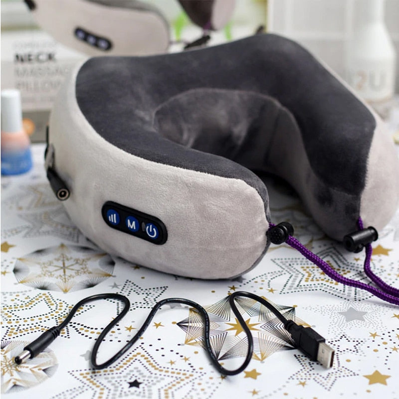 SB Massage U-Shaped Pillow Neck Pillow Multi-Function Shoulder and Cervical Vertebra Electric Outdoor pillow for airplane