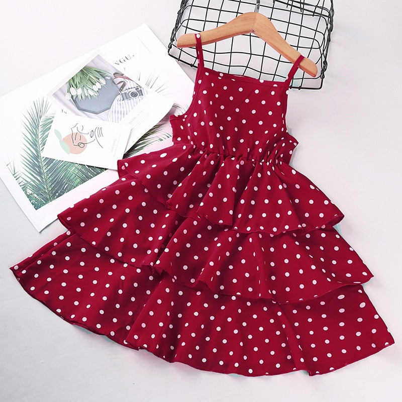 Girls Dresses 2021 Summer Polka Dots Princess Dress Elegant Female Kids Cake Dress Teens Girls 3-10 Years Children Clothes Party
