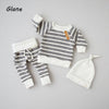 0-18Months 3pcs Striped Outfits set for New born infant baby Boy clothes Long Sleeve T-Shirt Tops+Pants+Hat casual clothing
