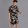 Summer Men Pyjama Set Print Satin Men Pajama Suit Short Sleeve Shorts Silk Pajama Man Sleepwear Spring Pajama Male Nightgown XXL
