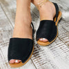 MCCKLE Summer Sandals Women Flats Female Casual Peep Toe Shoes PU Slip on Leisure Solid Sewing Footwear Two-piece Plus Size