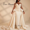 Heavy Pearls Beaded Luxury Wedding Dress 2 in 1 Design One Mermaid Dress With Detachable Train 2021 Wedding Gown Women W0703