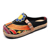 Colorful Rainbow Women Casual Linen Knitted Handmade Mules Slippers Retro Vegan Summer Ladies Canvas Comfortable Shoes