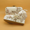 2020 New White Lace Flower wedding shoes with matching bags High heels Pointed Toe Ankle Strap Ladies Party shoe and bag set
