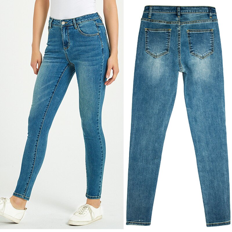 DSQBRAND Women's High Waist Jeans Blue Zipper Slim Pencil Long Pants Thin and High DSQ Letter Inner Label Luxury Street Fashion