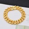 Fashion Plated 24K Gold Multi Shape Punk Bracelet Curb Cuban Chain Gold Color Bracelets Bangle For Men Women Jewelry Gifts