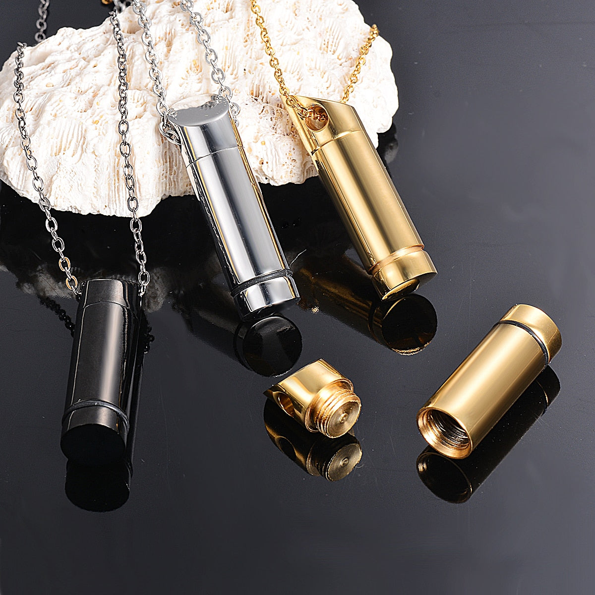 Stainless Steel 3 Colors Cremation Jewelry Ash Urn Necklace Pendant For Men Hip Hop Male Gifts