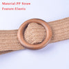 Round Wooden Buckle Dress Belt For Women Casual Female Braided Wide Strap Female Designer Woven Girls Elastic PP Straw Belts 111