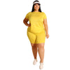 Big Beautiful Women Summer Set T Shirt+Shorts Set Female 2 Piece Outfits Plus Size Suit Oversize Women Two Piece Sets Tracksuit