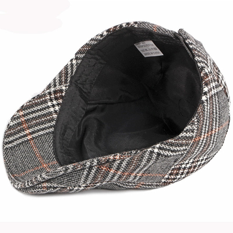 HT2836 Autumn Winter Hat Men Women Wool Beret Vintage Plaid Ivy Newsboy Flat Cap Retro Mens Berets Artist Painter Male Beret Hat