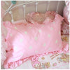 48x74cm Pink Twin Heart Rabbit Pillow Case Cover Cotton Hairball Ruffle Pillowcase Girl Cute Bedding Toy Home Decor