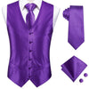 Hi-Tie Silk Adult Men's Vest for Suit Luxury Paisley Floral Plaid Suit Vest and Tie Set Blue Gold Red Sliver Wedding Vest Men