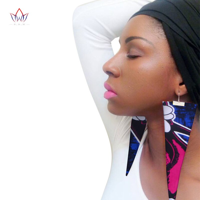 Trendy African Fabric Earrings Handmade Earrings For Women Party Gift African Print Ankara Big Oversized Drop Earrings WYB279