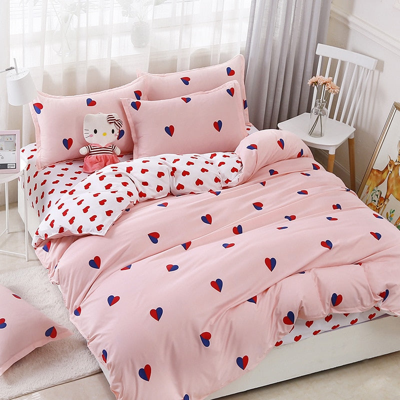 Classic Black White Grid Bedding Set Fashion Polka Dot Double Bed Linens Cover Set Quilt Pillowcase Shinging Star Pattern