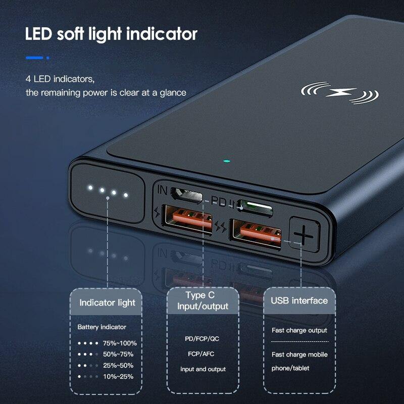 KUULAA Qi Wireless Charger Power Bank 10000mAh Wireless Charging Powerbank For iPhone 12 Samsung Xiaomi christmas gifts for men - Surprise store