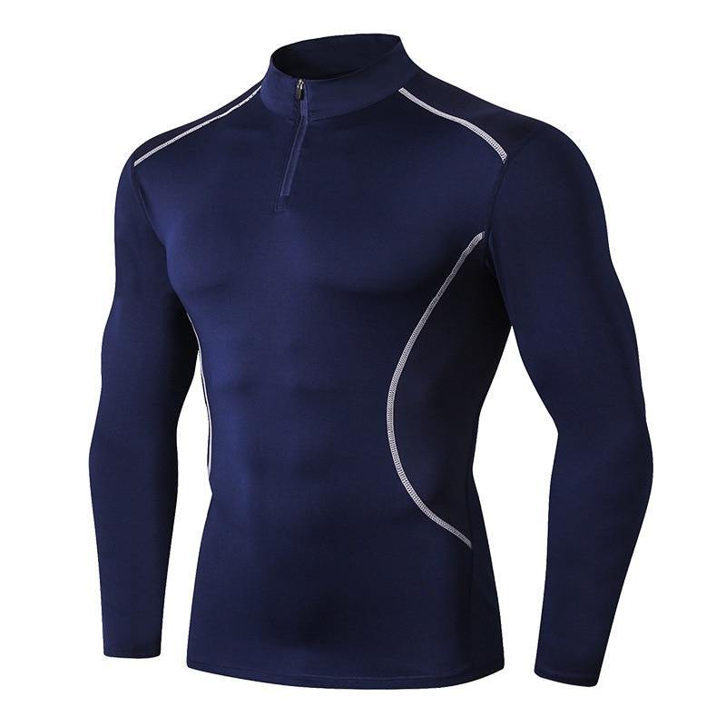 Sport High collar Compression Shirts Men Bodybuilding Sportswear T-shirtLong Sleeve Top Gyms T Shirt Men Fitness Tight Rash gard - Surprise store