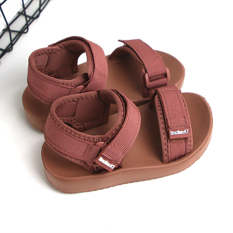 Summer New Canvas Sandals Boys Girls Sandals Solid Color Soft Soled Anti-Slip Children Kids Shoes Summer Beach Sandals