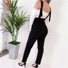 Women Streetwear Long Pants Bandage Design Button Pockets Decor High Waist Pencil Pants Lady Slim Hips Shoulder Straps Trousers