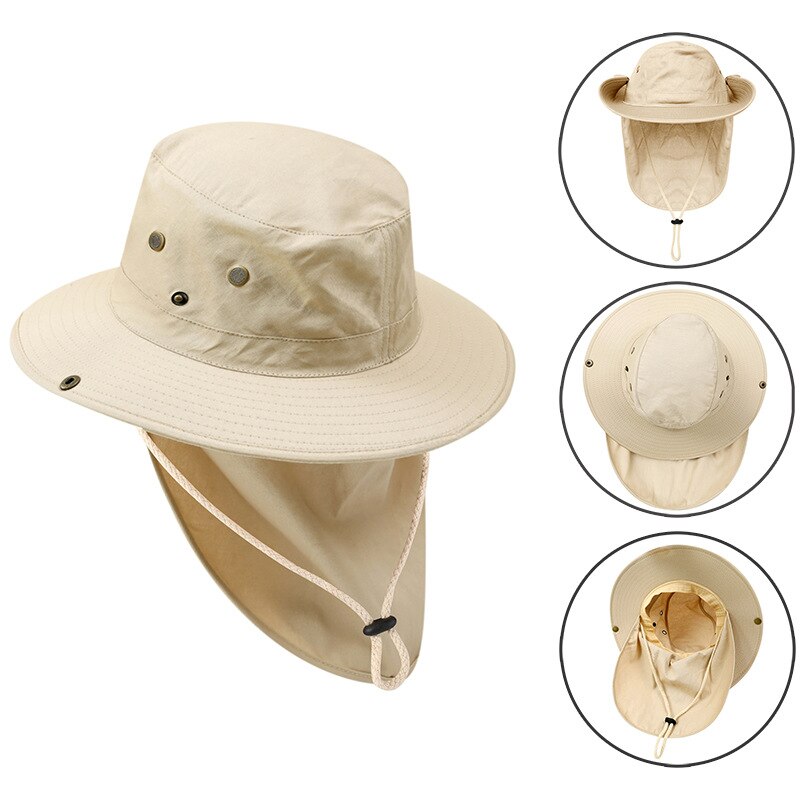 CAMOLAND Women Summer Sun Hats With Neck Flap Outdoor UV Protection Fishing Hat For Men Bucket Cap Wide Brim Hiking Hats