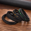 Jiayiqi Fashion Natural Stone Beads Men Bracelet Multilayer Leather Bracelet Punk Jewelry Stainless Steel Magnetic Clasp Bangles