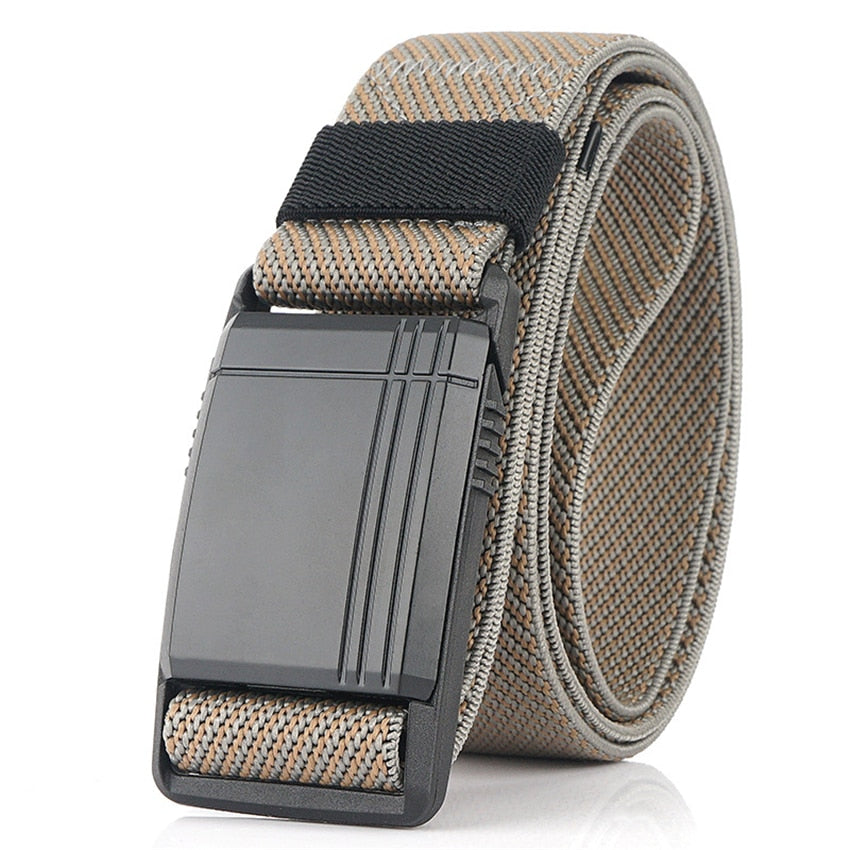 New Elastic Belt For Men Slide Metal Magnetic Buckle Adjustable Male Trousers Belts Military Combat Tactical Belts High Quality