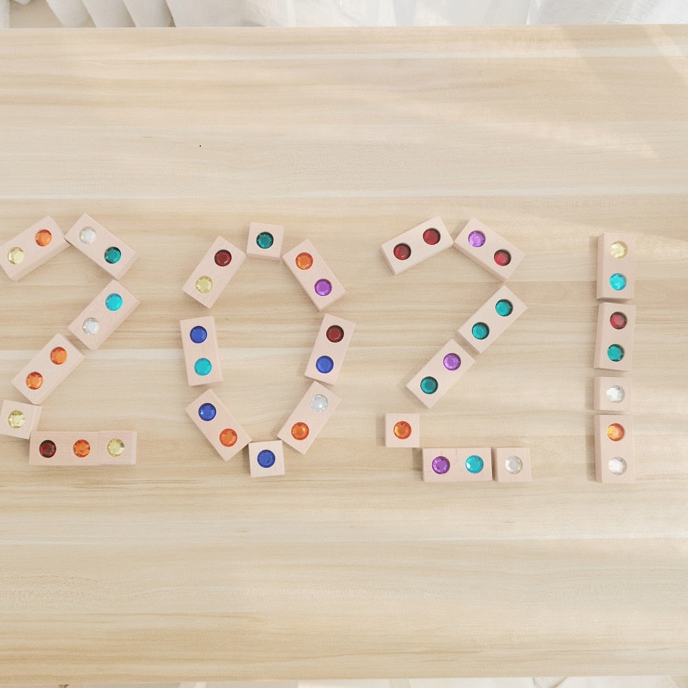 Wooden Toy Gems Blocks Rainbow Stacking Jenga Blocks Toys Natural Wood Blocks Kids Blocks Educational Houten Speelgoed