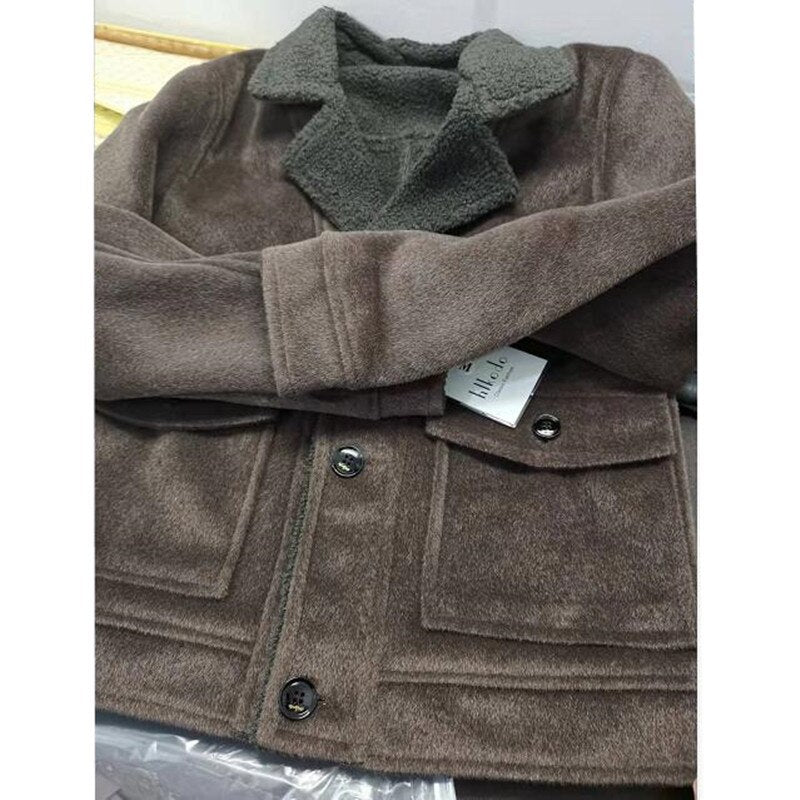 Slim Long Wool Casual Woolen Coat Fashion Temperament Trend Slim Coat Large size S-3XL