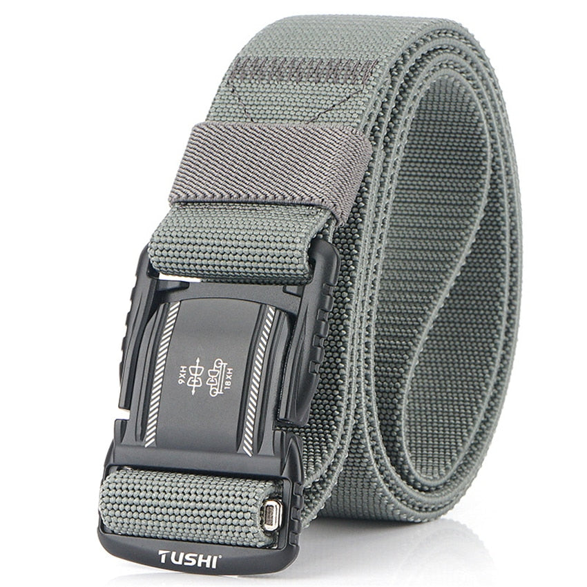 Elastic Men Belt Alloy Magnetic Buckle Outdoor Working Tactical Belt For Jeans Pants Casual Stretch Overalls Male Waist Belt New